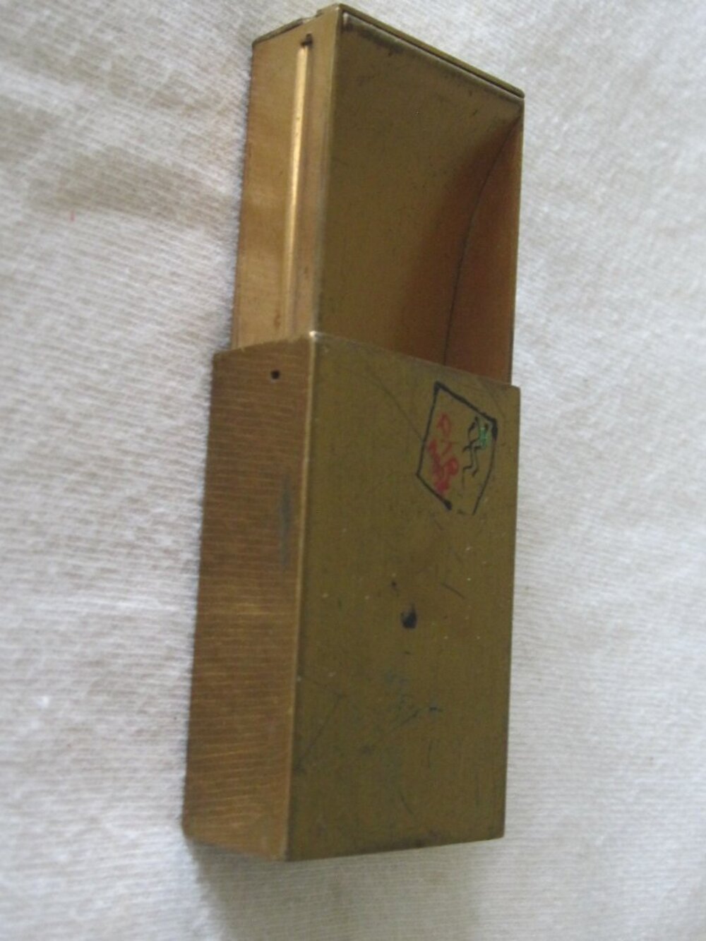 rare old 2" BrassSliding Box Stamp holder